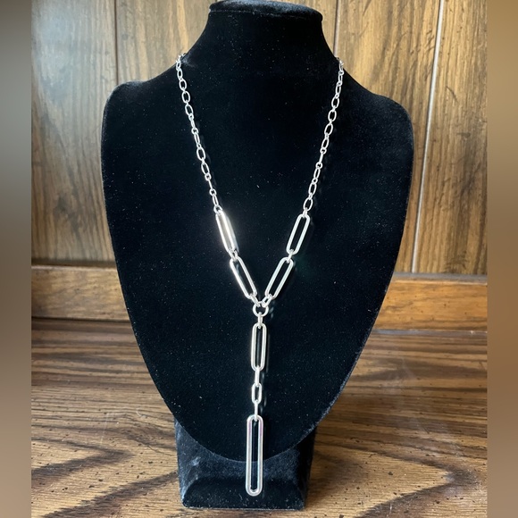Nine West Paperclip Design Silvertone Necklace - 18” with 3” extender - Picture 1 of 5
